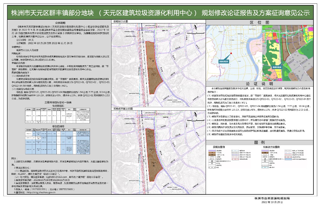 株洲市天元区群丰镇部分地块(天元区建筑垃圾资源化利用中心)规划修改论证报告及方案
