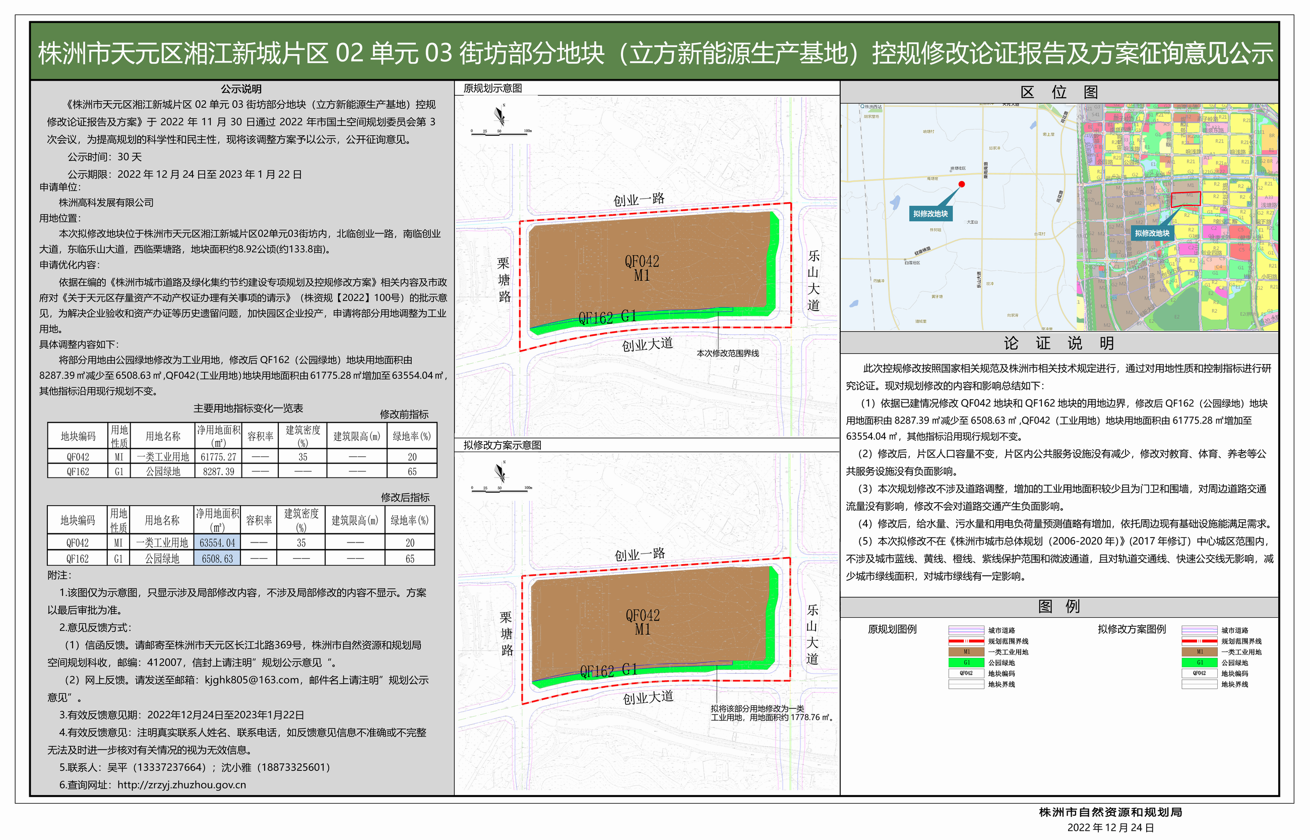 株洲市天元区湘江新城片区02单元03街坊部分地块(立方新能源生产基地)控规修改论证报告及方案征询意见公示1