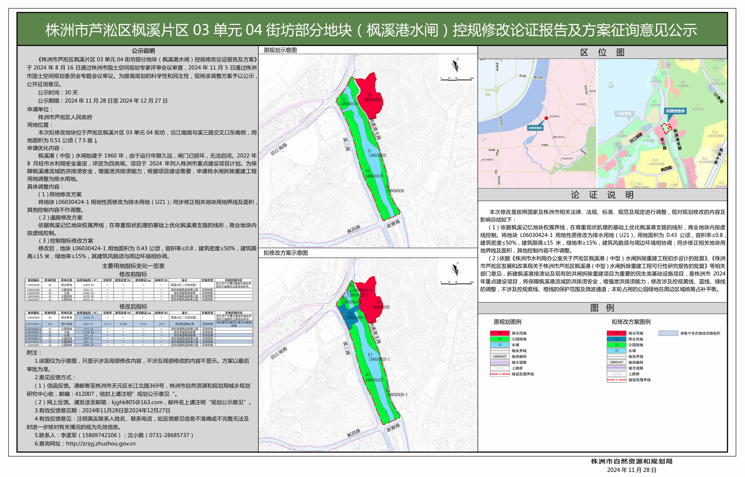 01-株洲市芦淞区枫溪片区03单元04街坊部分地块(枫溪港水闸)控规修改论证报告及方案公示