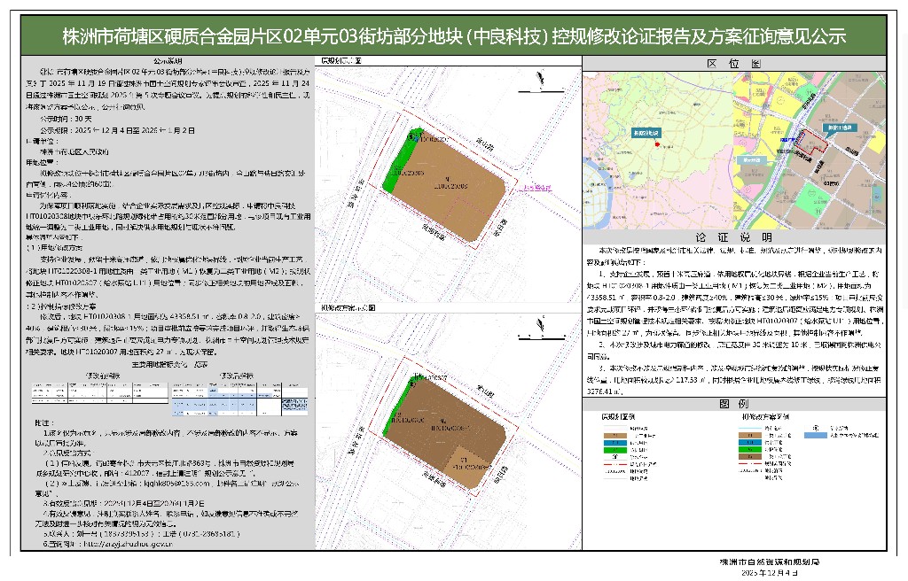 横版-株洲市荷塘区硬质合金园片区02单元03街坊部分地块(中良科技)控规修改论证报告及方案 - 挂网